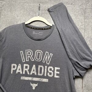 Under Armour The Rock Collection T Shirt S Heat Gear Iron Paradise Long Sleeve